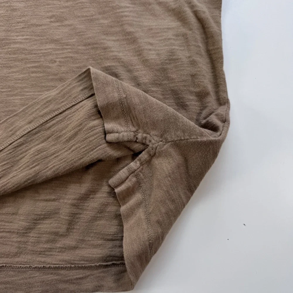 BANANA REPUBLIC Organic Cotton Long Sleeve Henley Mens Large Brown Soft